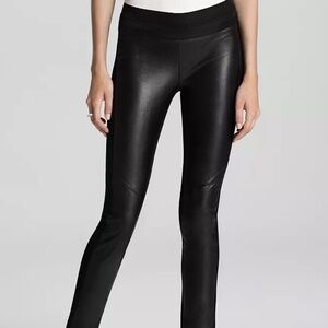 Paige like new leather front and rayon back skinny pants